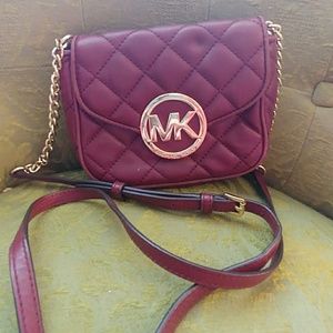 Small Maroon Gold Michael Kors Crossbody Bag